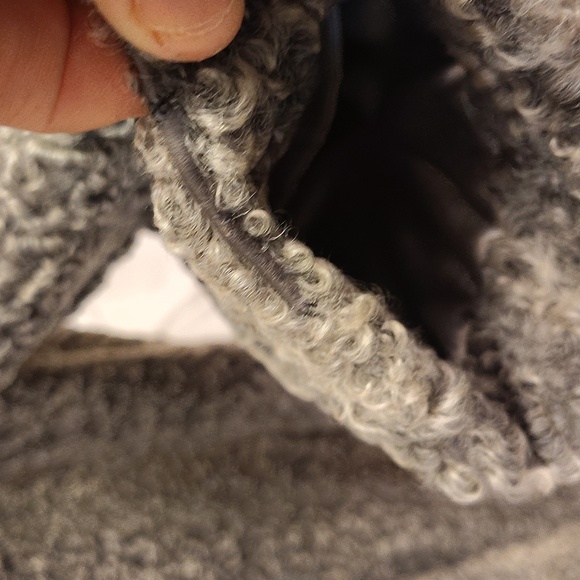 GRAY ASTRAKHAN LAMB & MINK FUR COAT JACKET WOMEN - Picture 12 of 16